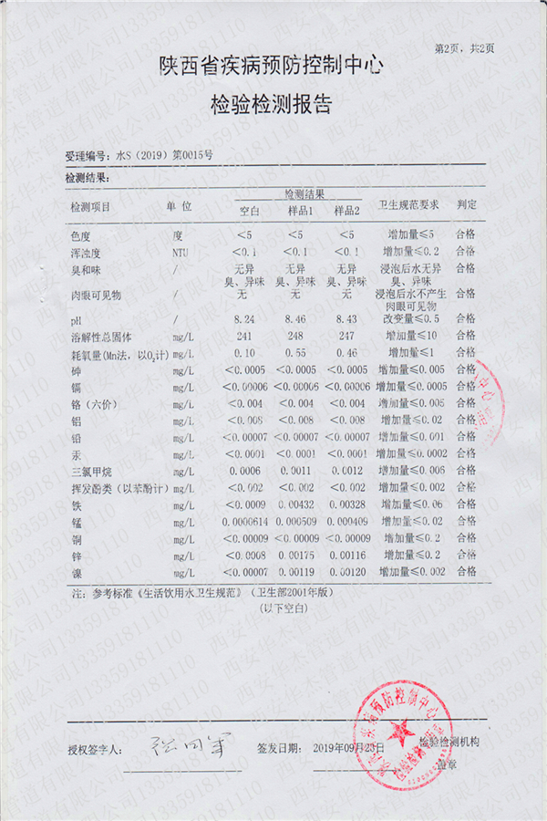 水質(zhì)檢測報(bào)告管材